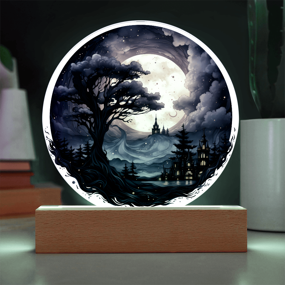 Spooky Night Full Moon-Circle Acrylic Plaque