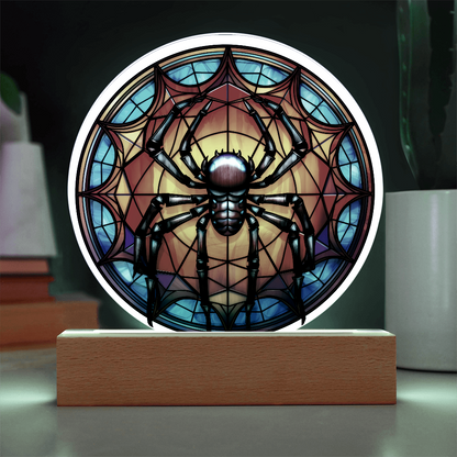 Spider Stained Glass Circle Acrylic Plaque