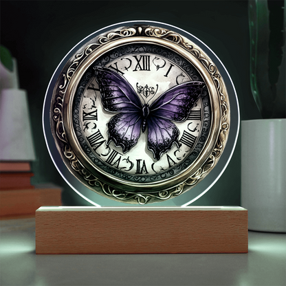 Vintage Pocket Watch Circle Acrylic LED Plaque