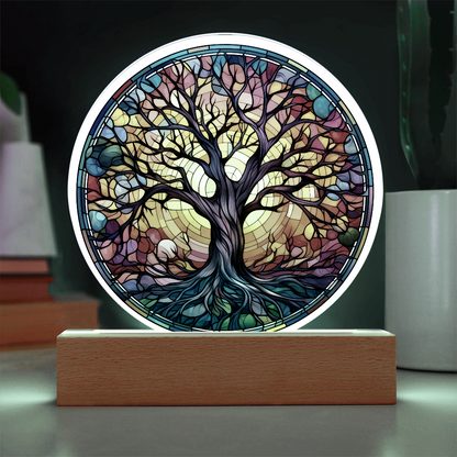 Tree of Life Stained Glass Circle Acrylic Plaque